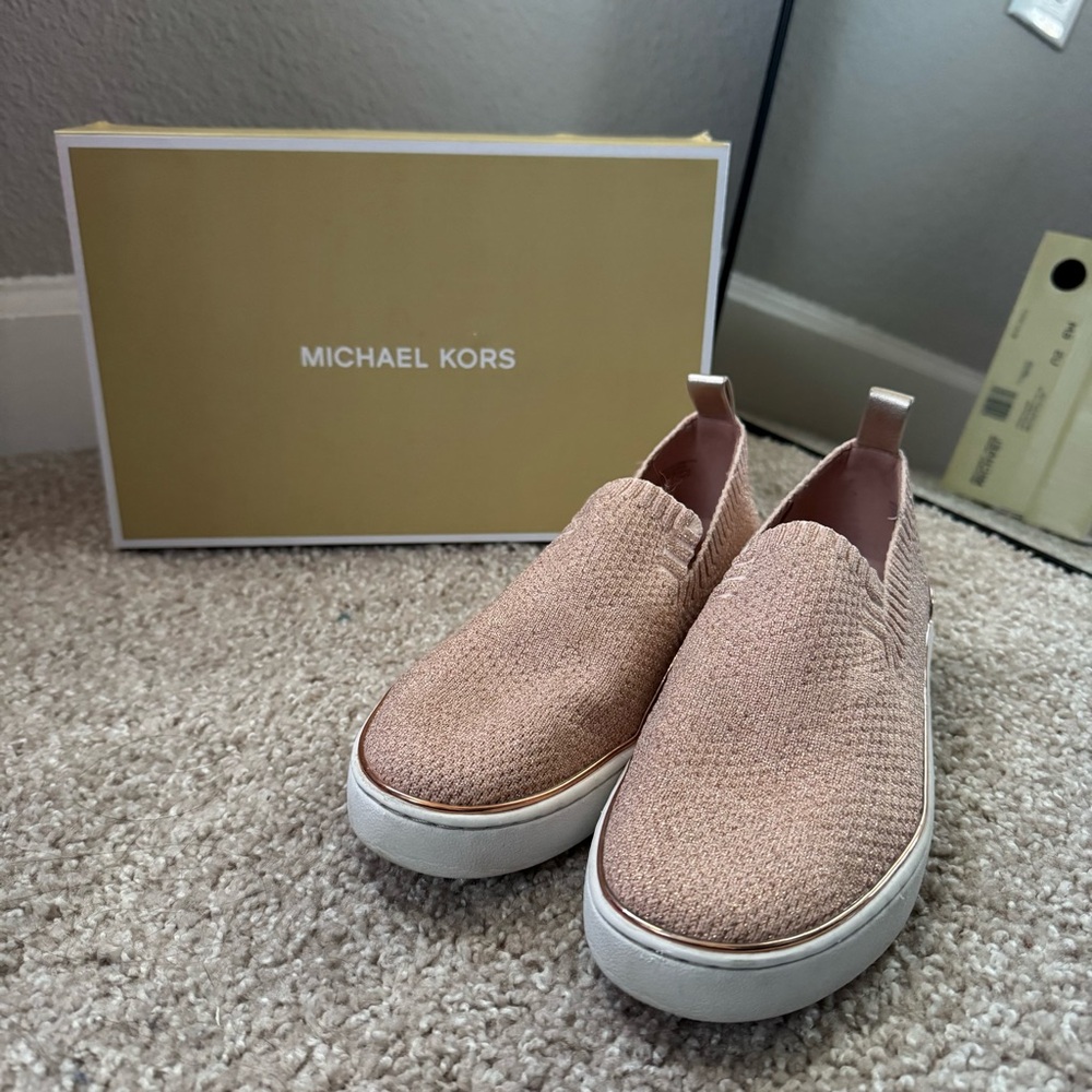 Michael Kors rose gold slip on shoes